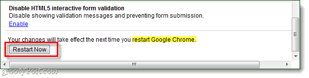 рестартирайте chrome, за да запазите промените