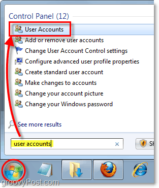 отворете контролния панел на потребителските акаунти в Windows 7