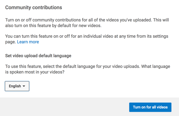 Включете функцията, която позволява на общността на YouTube да ви превежда надписи.