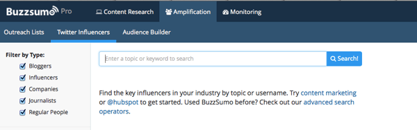buzzsumo търсене на инфлуенсъри