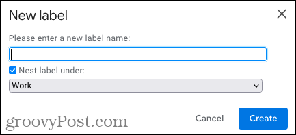 Създайте вложен етикет в Gmail