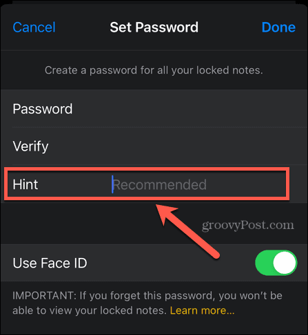 iphone въведете намек за парола