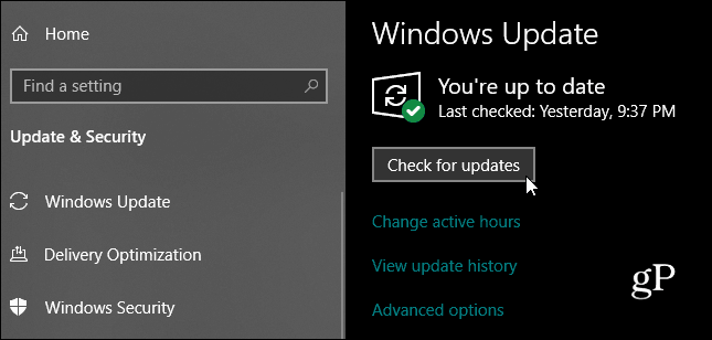 Windows 10 Проверете за актуализации