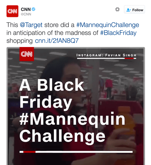 CNN сподели видеото на Target, което се възползва от две тенденции в Twitter.