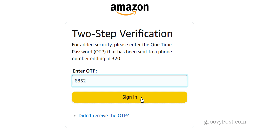 еднократна парола OTP Amazon