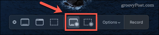 опции за запис на екрана на Mac