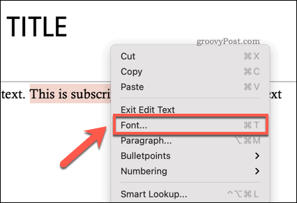 Достъп до менюто с опции за шрифтове в Powerpoint на Mac