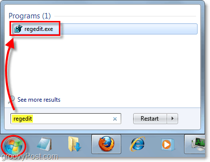 отворен regedit в Windows 7