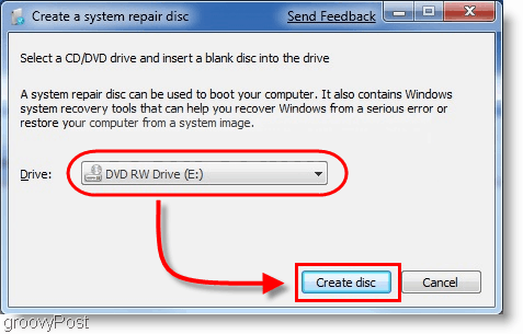 Windows 7: Създайте диск за ремонт на системата