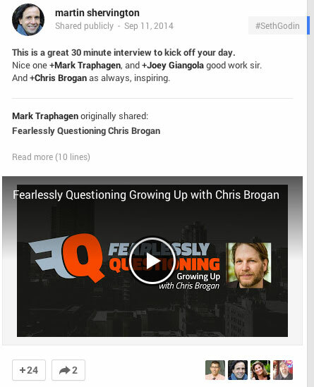 популяризиране на Крис Броган в Google +