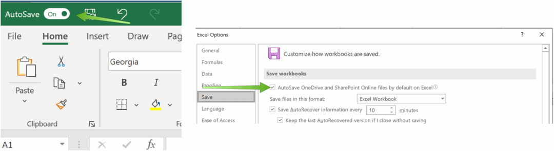 Запазете Excel файлове в OneDrive Microsoft Excel AutoSave