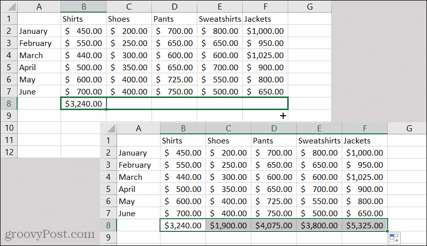 Формула за автоматично попълване в Excel