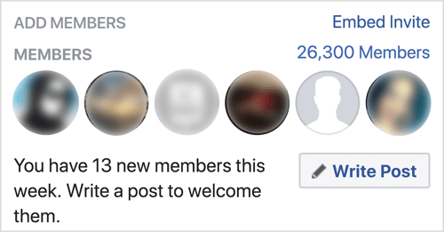 Щракнете върху Напиши публикация, за да приветствате нови членове на групата във Facebook.