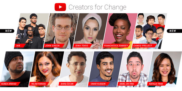 YouTube представя нови посланици и ресурси на Creators for Change.