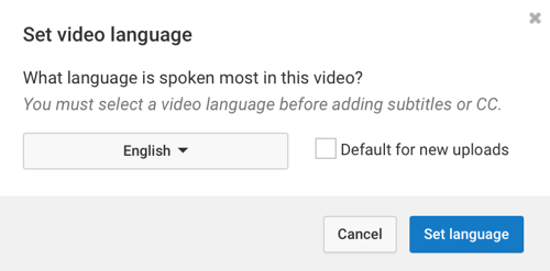 Изберете езика, който се говори най-често във видеоклипа ви в YouTube.