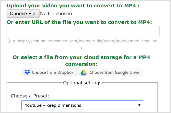 Онлайн приложението за конвертиране създава MP4 файл