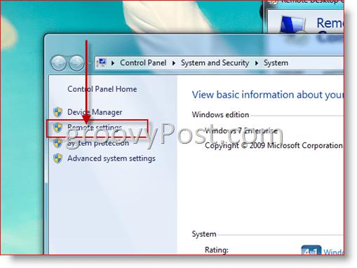 Windows 7 - Отворете конфигурацията за отдалечени настройки за RDP