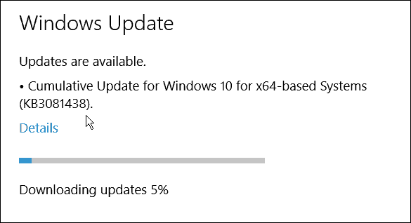 Третата кумулативна актуализация на Microsoft за Windows 10 (KB3081438)