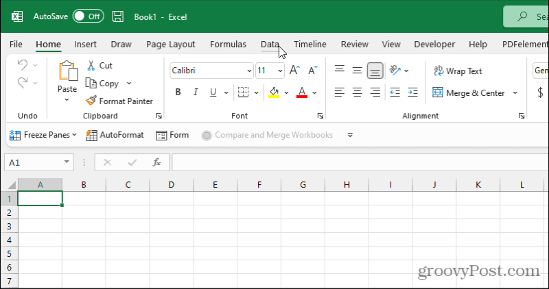 меню за данни на Excel