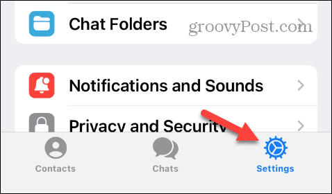 Икона за настройки в Telegram на iPhone