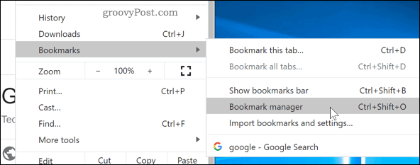 Достъп до Мениджъра на отметки в Chrome