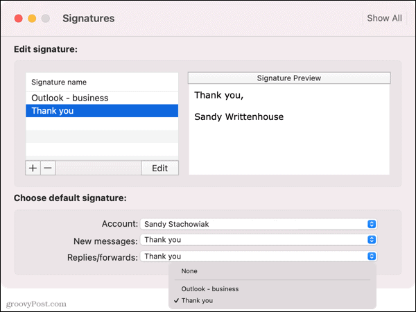 Изберете подпис по подразбиране в Outlook