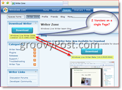 Изображение на блога на Windows Live Writer, показващ 2 различни конструкции, достъпни за изтегляне
