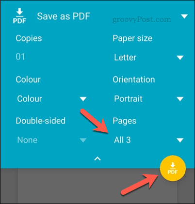 Опции за печат в Android за Google Таблици