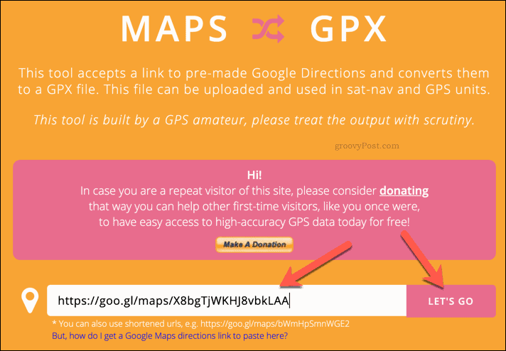 Създаване на GPX файл с помощта на MapstoGPX