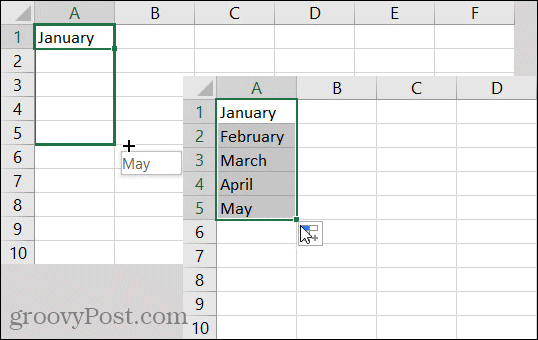 Месеци за автоматично попълване в Excel