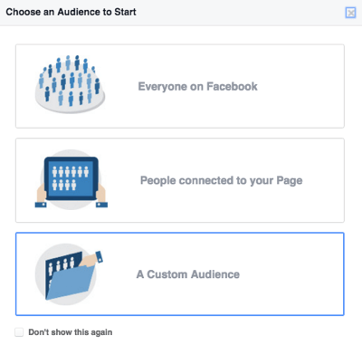 изберете персонализирана аудитория във facebook