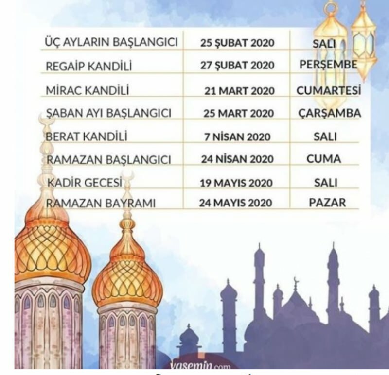 Календар на религиозните дни за 2020 г.