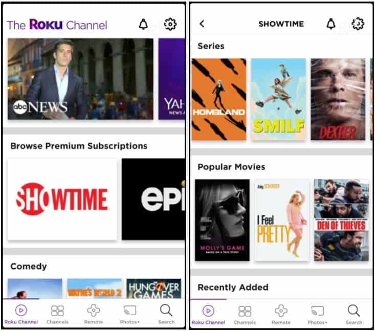 Премиум канали Roku Channel App iOS