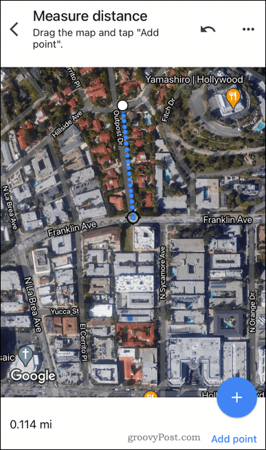 Разстояние между две точки в Google Maps mobile