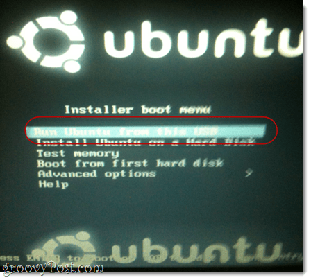 стартирайте ubuntu от този usb
