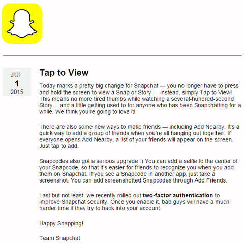 snapchat промени в обратната връзка с клиентите
