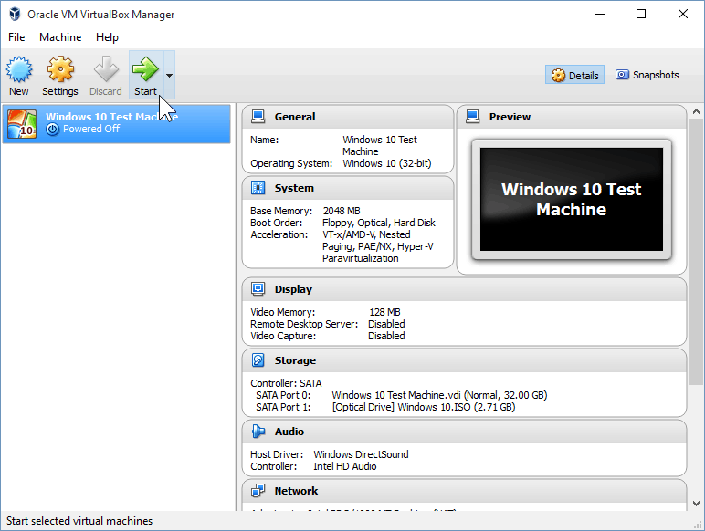 12 Стартирайте виртуална машина (Инсталиране на Windows 10)