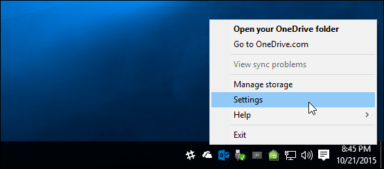 Настройки на OneDrive Windows 10