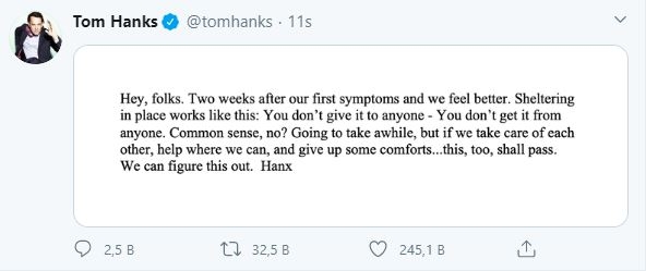 Том Хенкс оздравя