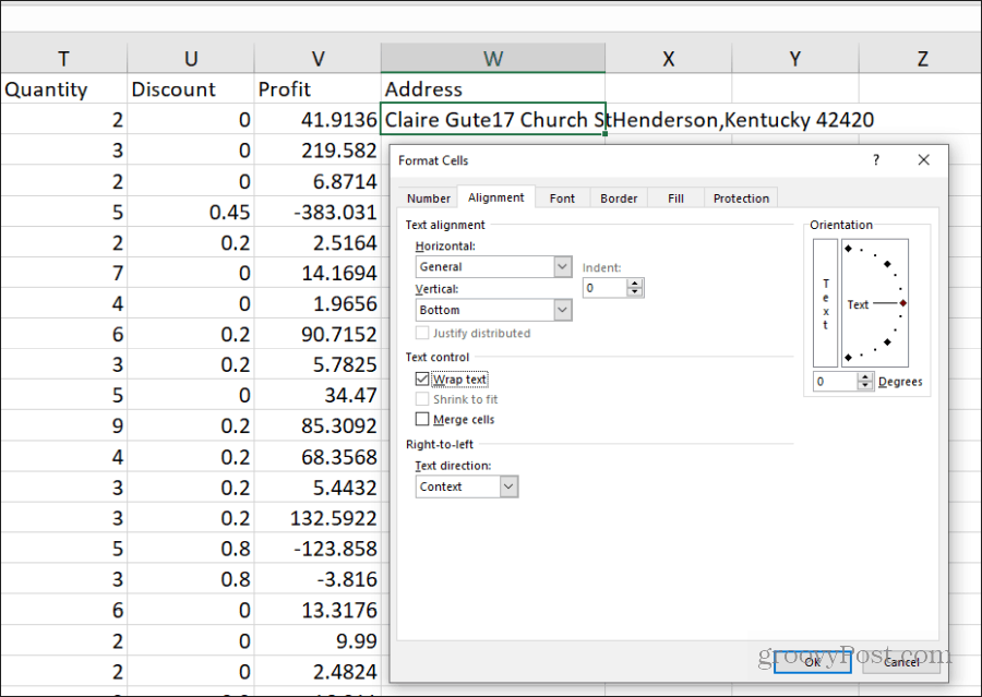 настройка за увиване на текст в Excel