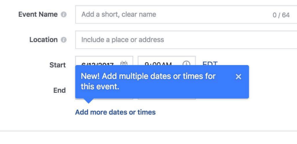 Facebook вече позволява на организаторите да добавят няколко пъти и дати към събития във Facebook.