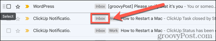 етикет на входящата кутия на gmail