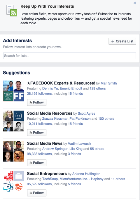 предложения за интереси във facebook