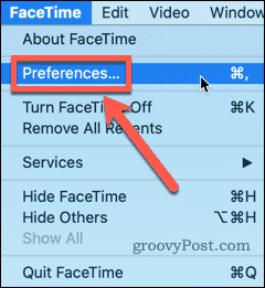 предпочитания за mac facetime
