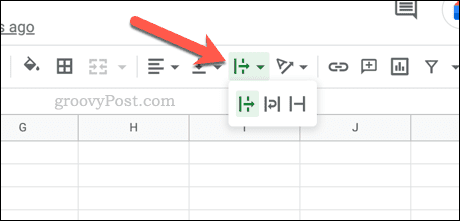 Иконата на менюто за обвиване на текст в Google Таблици