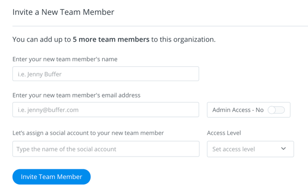 Попълнете данните за поканата за човека, когото искате да добавите към вашия буферен екип.