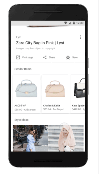 Google въведе две нови функции, Идеи за стил и подобни елементи, в приложението Google за Android и мобилната мрежа за търсене на модни изображения.