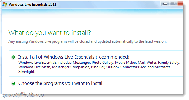 инсталирайте Windows Live съществени неща