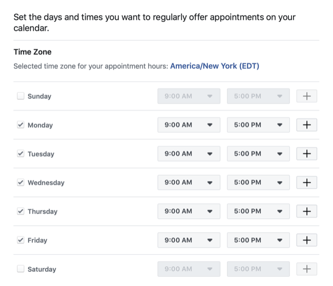 задайте дати и часове за резервация за среща със страницата във Facebook