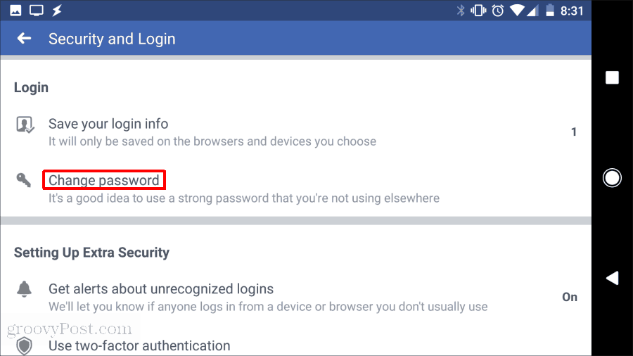 facebook промяна парола